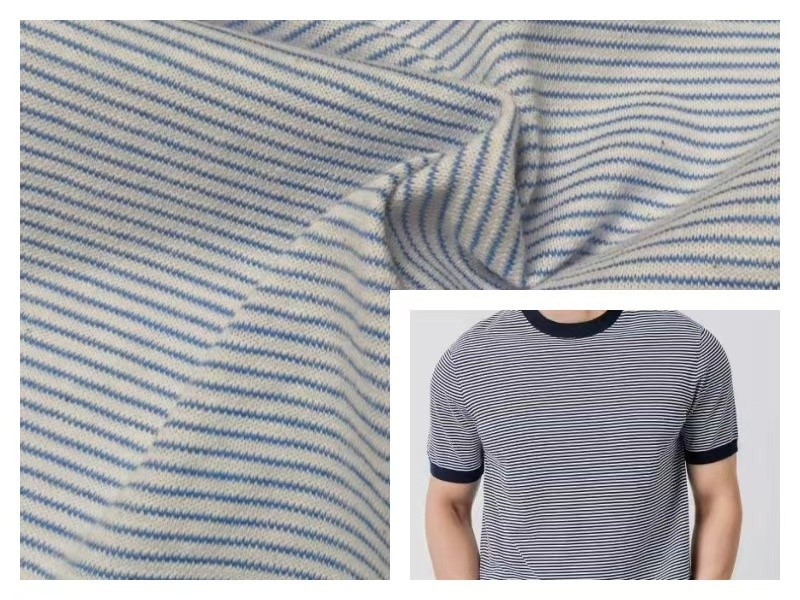 Blue and White Striped Cotton Linen Blend Fabric 4 Blue and White Striped Cotton Linen Blend Fabric 4